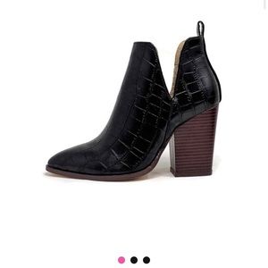 Black crocodile booties